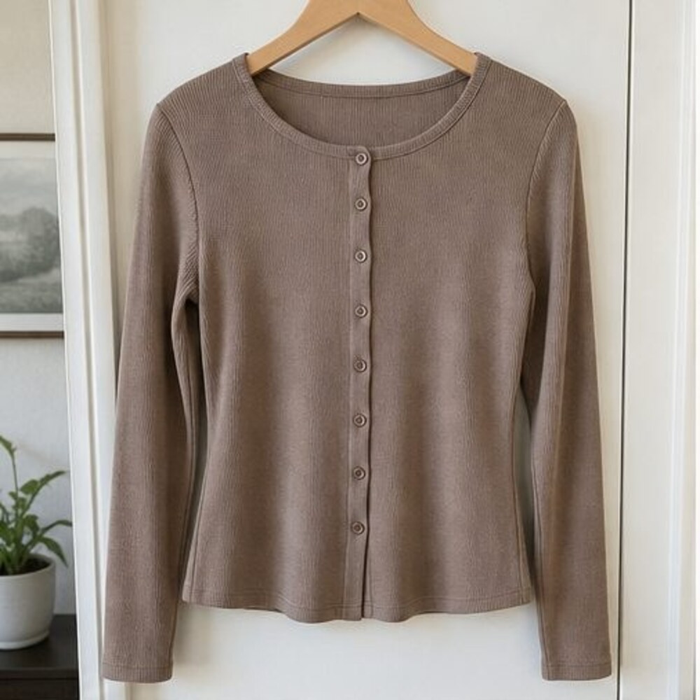Taupe Tie Neck Blouse
